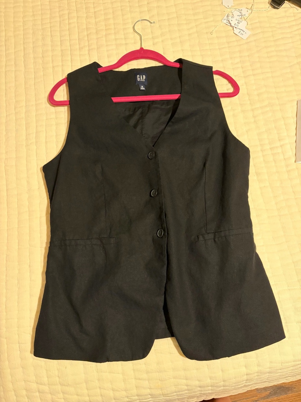 GAP Black V-Neck Buttoned Vest